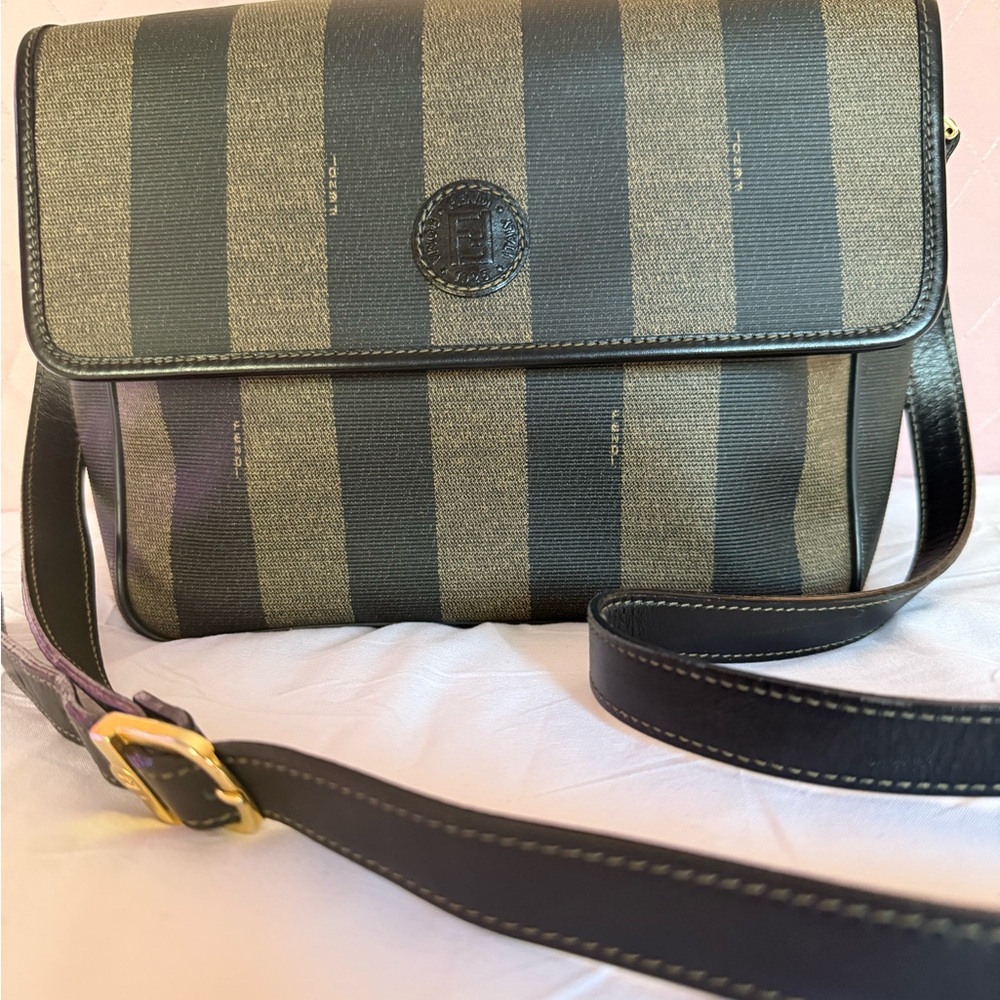 Fendi Black Leather Bag with Gold Accents